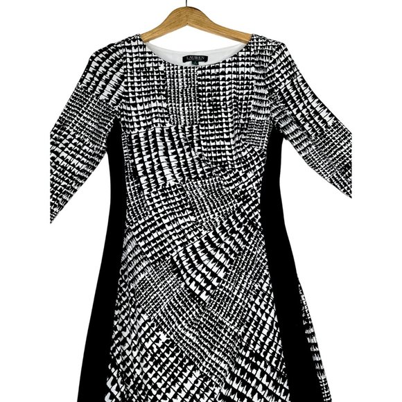 Lauren Ralph Lauren Half‎ Sleeve Knee Length Dress sz 6 Black/White - Picture 2 of 6